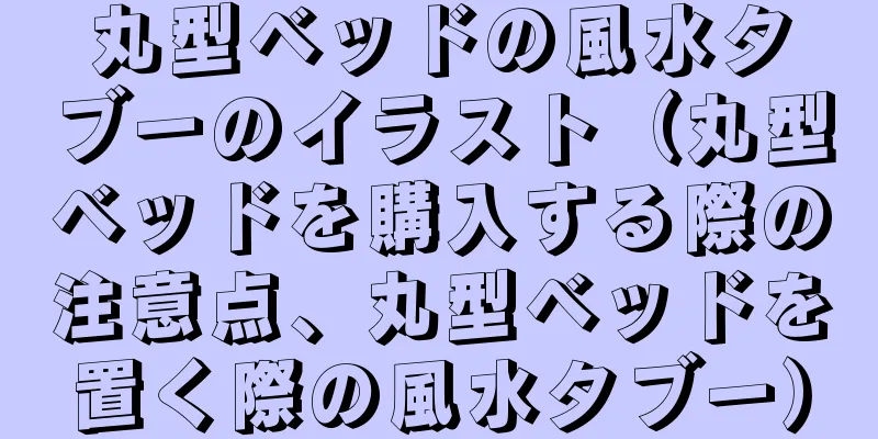 丸型ベッドの風水タブーのイラスト（丸型ベッドを購入する際の注意点、丸型ベッドを置く際の風水タブー）