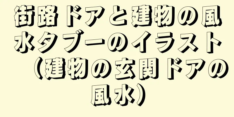 街路ドアと建物の風水タブーのイラスト（建物の玄関ドアの風水）