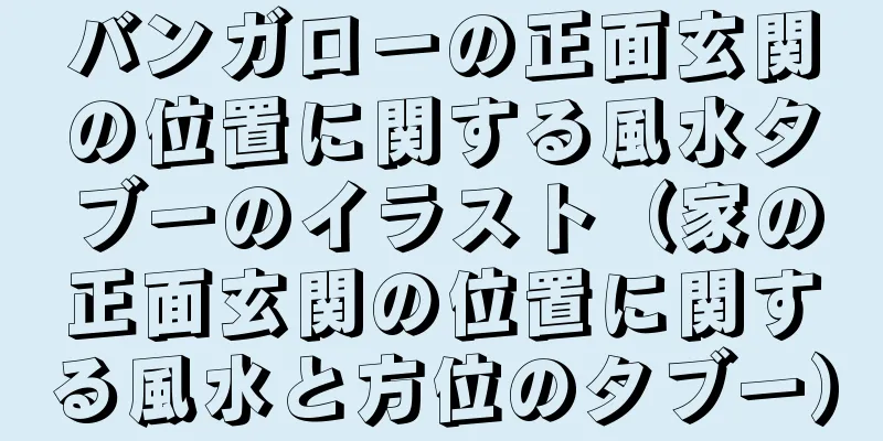 バンガローの正面玄関の位置に関する風水タブーのイラスト（家の正面玄関の位置に関する風水と方位のタブー）