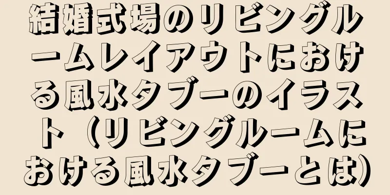 結婚式場のリビングルームレイアウトにおける風水タブーのイラスト（リビングルームにおける風水タブーとは）