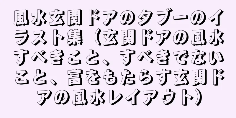 風水玄関ドアのタブーのイラスト集（玄関ドアの風水すべきこと、すべきでないこと、富をもたらす玄関ドアの風水レイアウト）