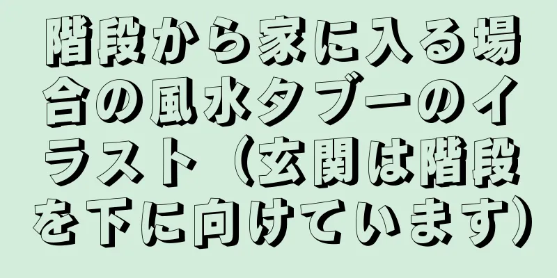 階段から家に入る場合の風水タブーのイラスト（玄関は階段を下に向けています）