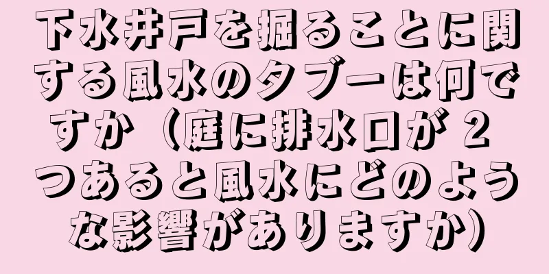 下水井戸を掘ることに関する風水のタブーは何ですか（庭に排水口が 2 つあると風水にどのような影響がありますか）