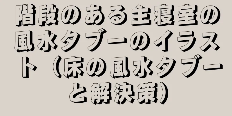 階段のある主寝室の風水タブーのイラスト（床の風水タブーと解決策）