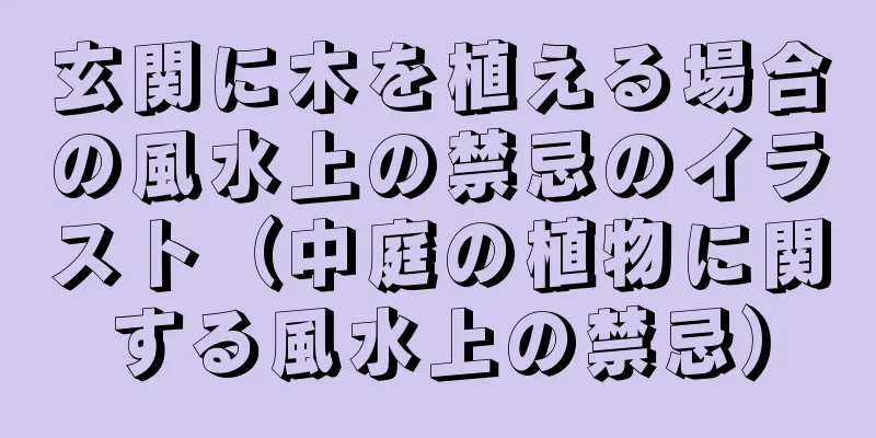 玄関に木を植える場合の風水上の禁忌のイラスト（中庭の植物に関する風水上の禁忌）