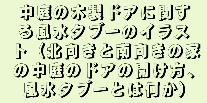 中庭の木製ドアに関する風水タブーのイラスト（北向きと南向きの家の中庭のドアの開け方、風水タブーとは何か）